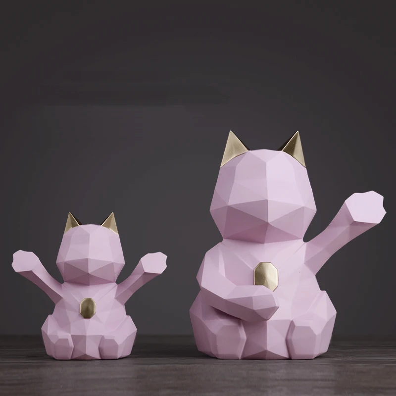 

Fun Waved cat geometric abstract art statue Exquisite animal home furnishings decoration