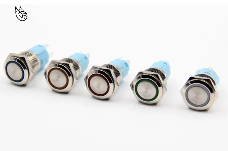 16 мм металлический Мгновенный кнопочный переключатель светодиодный светильник