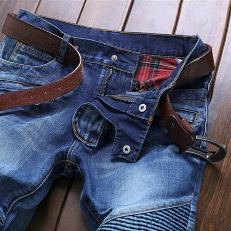 2020 Прямая поставка мужские байкерские джинсы брюки светильник рваные джинсовые