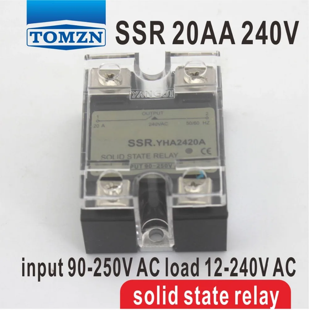 

20AA SSR input 90-250V AC load 12-240V AC single phase AC solid state relay
