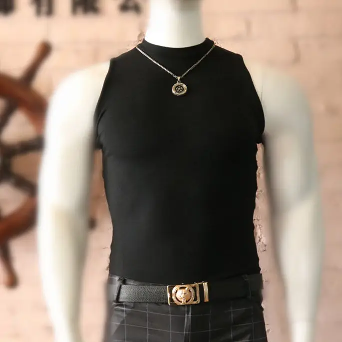 Мужская водолазка LinvMe однотонная хлопковая майка-топ без рукавов 2019 | одежда