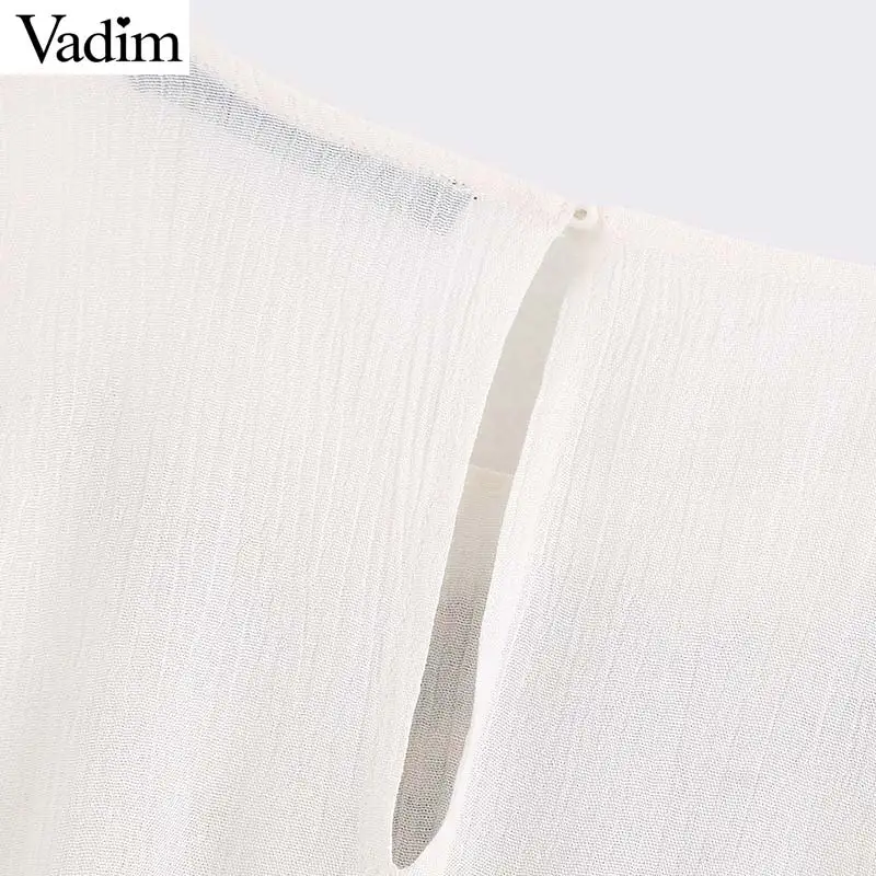 Vadim women sweet batwing sleeve embroidery blouse fur ball decorate female oversized shirts summer chic loose top blusas DA549 |