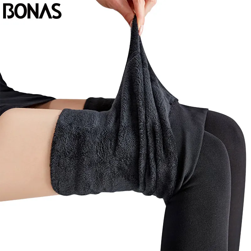 BONAS, 2 шт., супер эластичные бархатные зимние колготки для женщин, Осень-зима, теплые женские колготки размера плюс, бархатные эластичные колготки