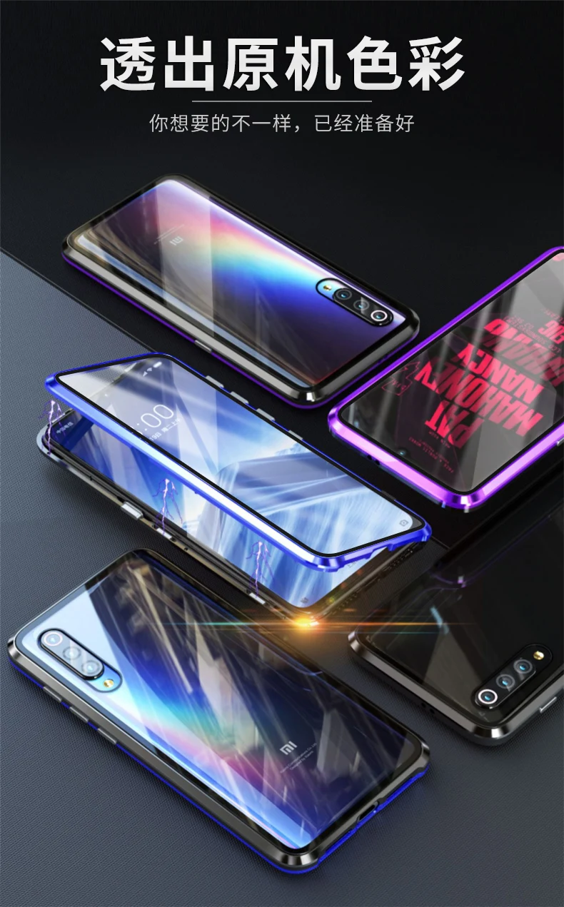 Mzxtby металлический магнитный адсорбционный чехол для Xiaomi 9 9T Mi9se Redmi Note7 K20 pro Чехол двусторонний стеклянный Магнитный чехол