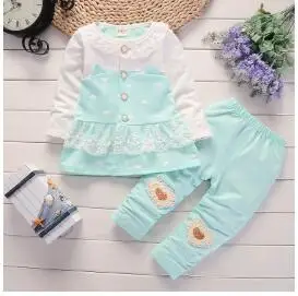 picture color BibiCola/комплекты одежды для маленьких девочек весенне-осенняя футболка для девочек+ штаны детский спортивный костюм для маленьких девочек - Цвет: picture color