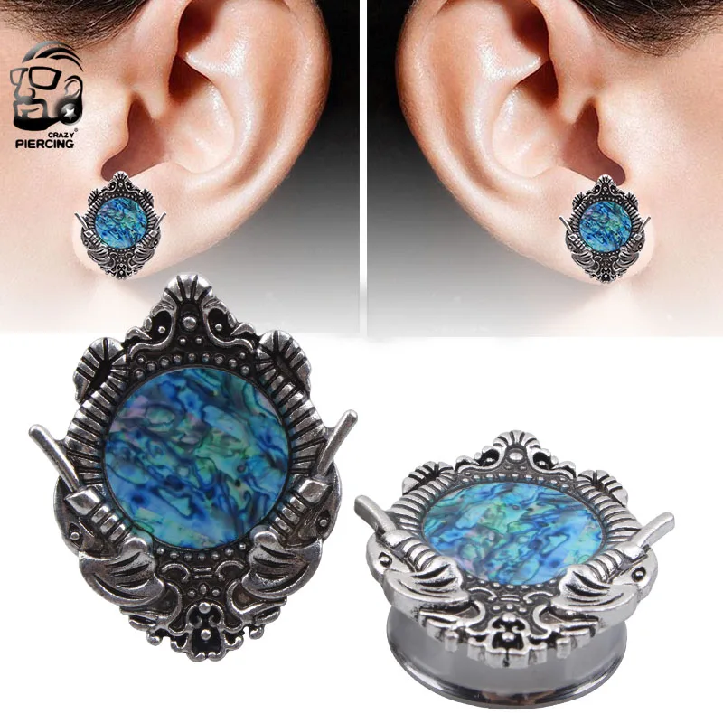 Серьги вкладыши из нержавеющей стали с двойным иконом|ear dilatation|piercing bodybody jewelery |