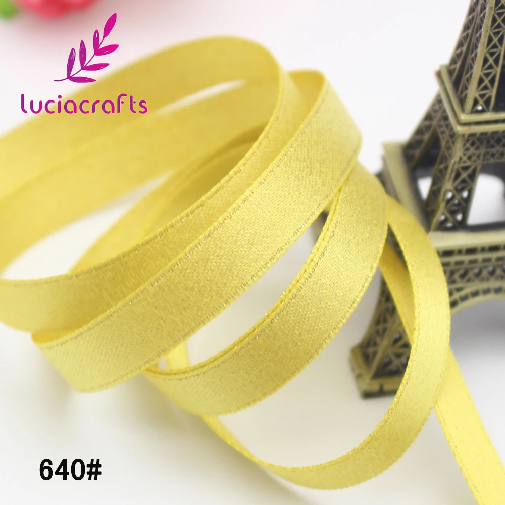 Lucia crafts 6/10/15/22 мм сплошной Цвет полиэстер рождественская атласная лента своими руками шитьё вручную Материал DIY Швейные аксессуары Q0603