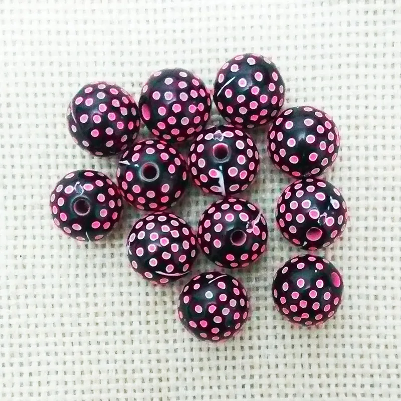 Браслет в горошек разделители акриловые бусины кожаный шнур металлические цепи