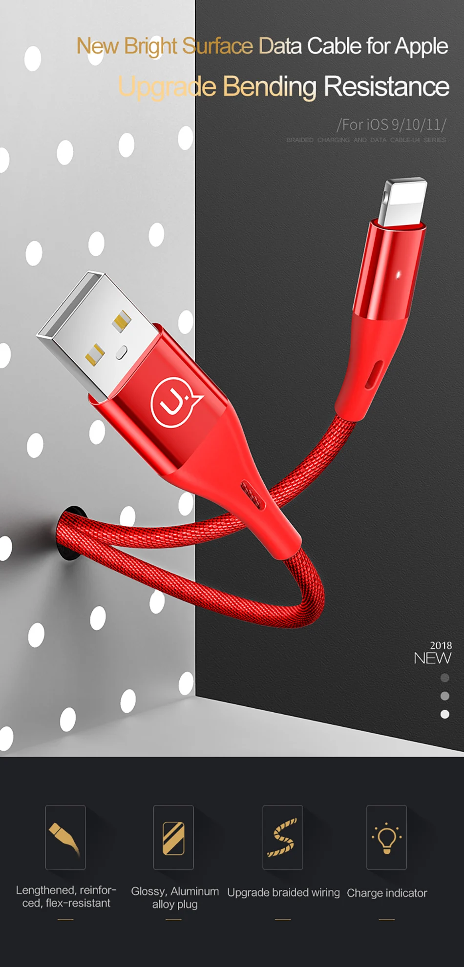 USB кабель для светильник ing USAMS Быстрая зарядка для iPhone кабель светодиодный светильник USB кабель для синхронизации данных для iPhone X 8 7 6 6S Plus 5 5C 5S SE