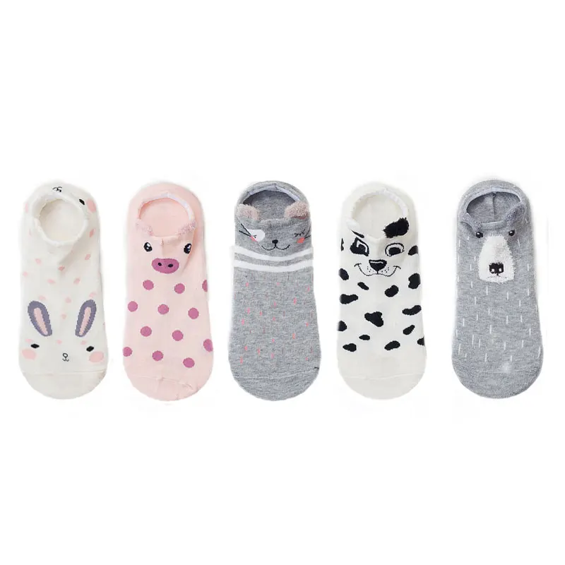 SP & CITY/5 пар хлопковых носков с милыми животными женские летние короткие носки Kawaii