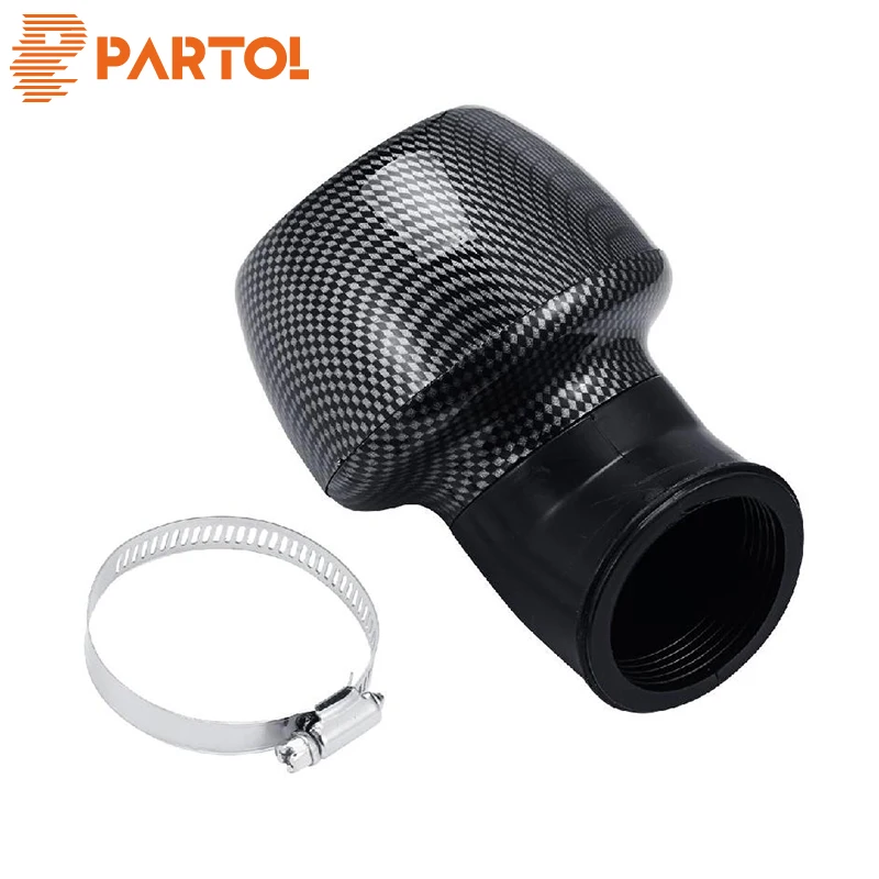 Partol 48mm Carbon Fiber Serpentine Motorcycle Air Filter Cleaner Clamp-on 45 Degree Bend For Pit Bikes Motorbikes | Автомобили и