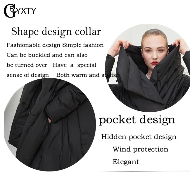 GBYXTY camperas de pluma mujer пуховая куртка для женщин, Зимняя мода, необычный длинный пуховик, свободный, большой размер, пуховик на утином пуху, ZA825
