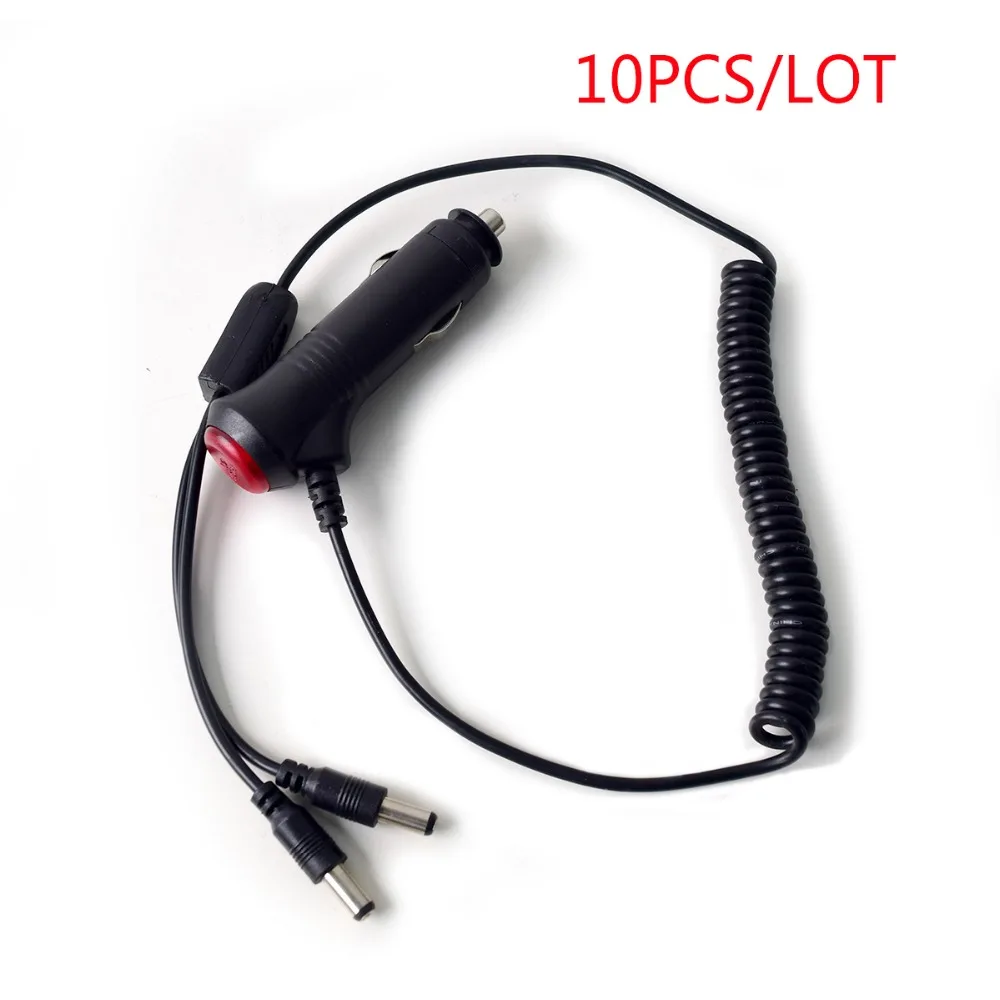 

10pcs Car Cigarette Lighter Power Supply Adapter Charger Cable with Switch Button, 12/24V Male Y Splitter Dual DC 5.5x2.1mm