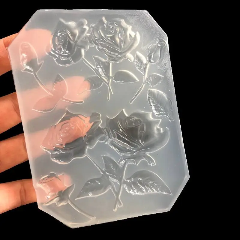 New Mirror DIY Handmade UV Crystal Epoxy Mold With Leaf Big Rose Jewelry Pendant Accessories | Украшения и аксессуары