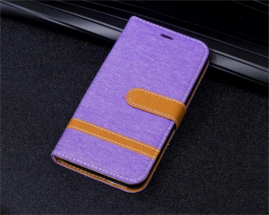 purple Для Xiaomi Redmi 7 6 6A 6 Pro F1 чехол из джинсовой ткани Coque Etui чехол для Redmi Note 7 6 Pro 5A Y1 Lite кошелек из искусственной кожи чехол - Цвет: purple
