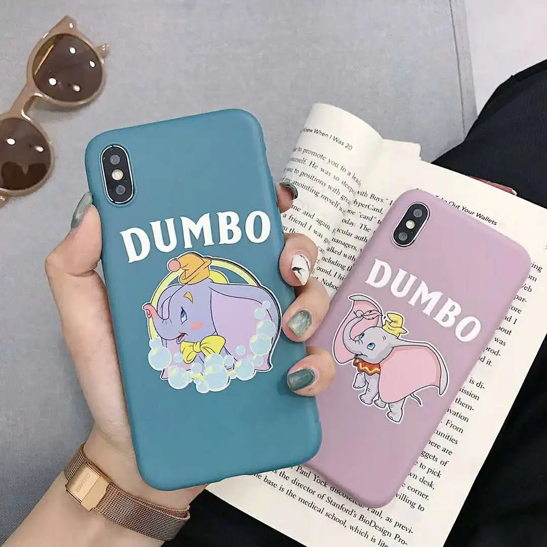 Lovely Fly Elephant Cartoon Soft TPU Case for iPhone 6 6S 7 8 Plus X XS MAX XR Candy DUMBO matte phone Back Cover coque |