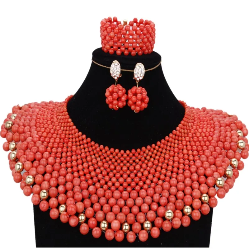 Jewellery Set of Beads African Bridal Jewelry / Schmuck Crystal Dubai Necklace Free Shipping Round Braid 3 Pics 2018 |