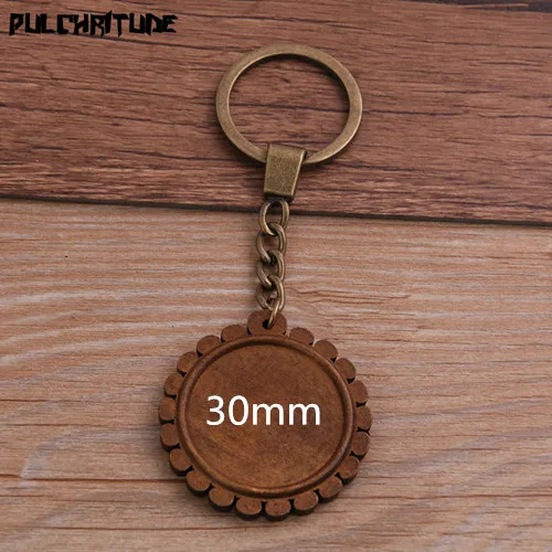 30mm Pulchrode 2 шт круглое дерево Кабошон Настройки металлический брелок аксессуары Diy пустой деревянный основание лотки для бронзового брелка P6953 - Цвет: 30mm