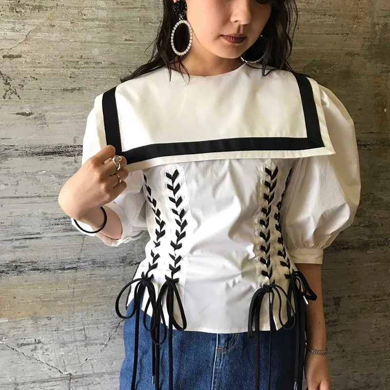 TWOTWIN стильная женская блузка в консервативном стиле с круглым вырезом и рукавом