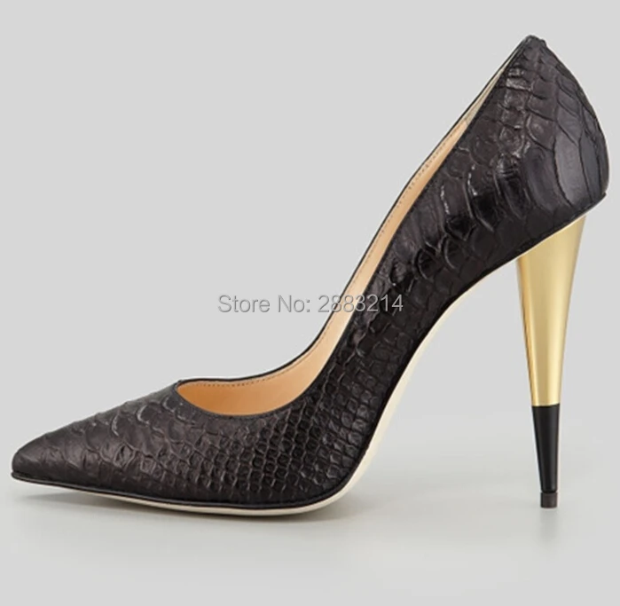 Hongyi/женские туфли-лодочки с острым носком из тисненой кожи на молнии золотого