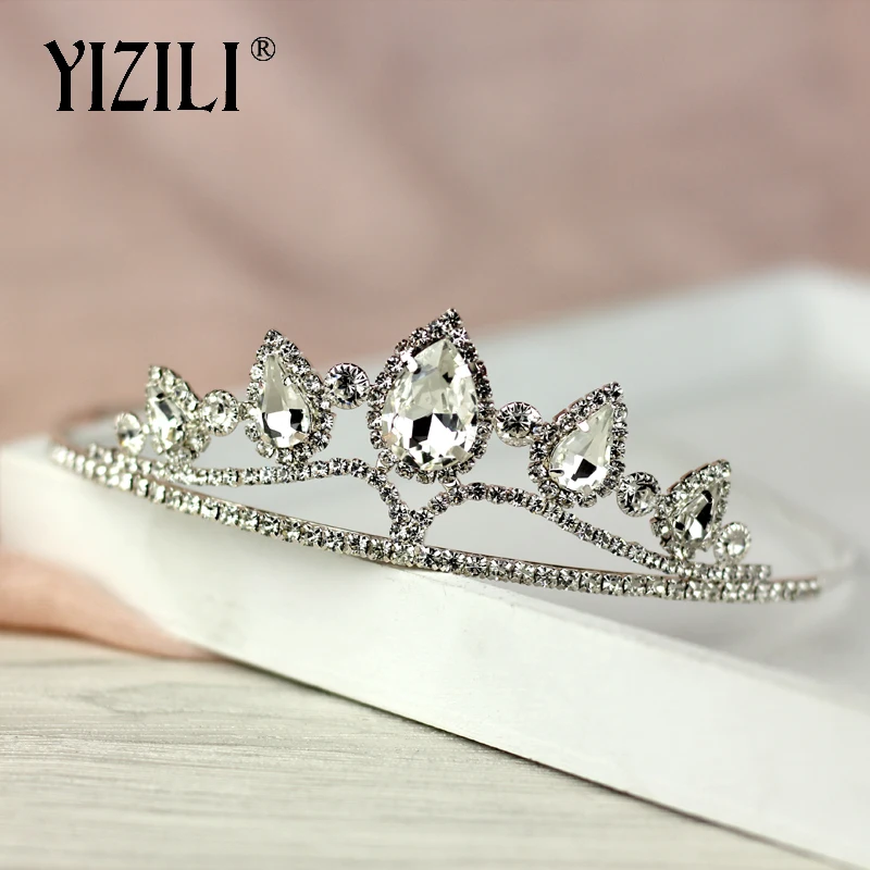 Тиары и короны с кристаллами в стиле принцессы YIZILI диадемы для волос свадебные