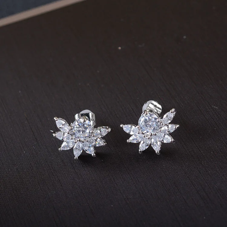 Cubicos de zirconjuntos De Joias Noiva Folha Forma Cristal Strass Partido da Joia Do Casamento|conjunto joias|joias noivaconjunto zirconia |
