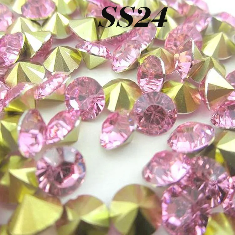 

Бесплатная доставка, SS24 (5,2-5,4) мм светильник-розовый цвет, 2880 шт. (20 г), полимерные заостренные бусины, полимерные камни для украшения «сделай ...
