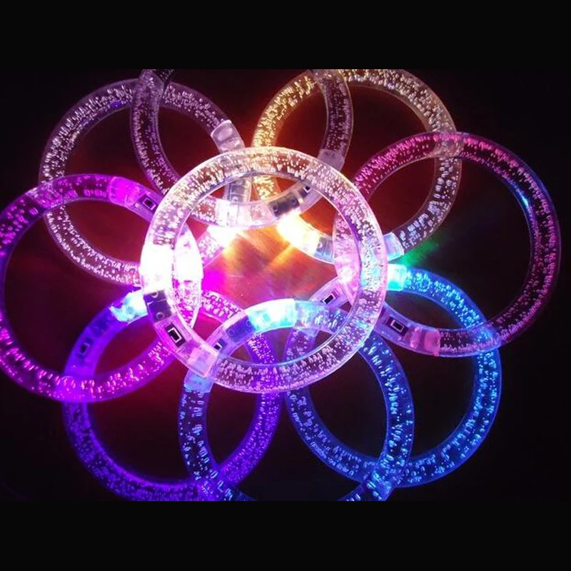 12 шт./лот Акриловые RGB LED мигает браслет свет работающий от батареи огни для бар