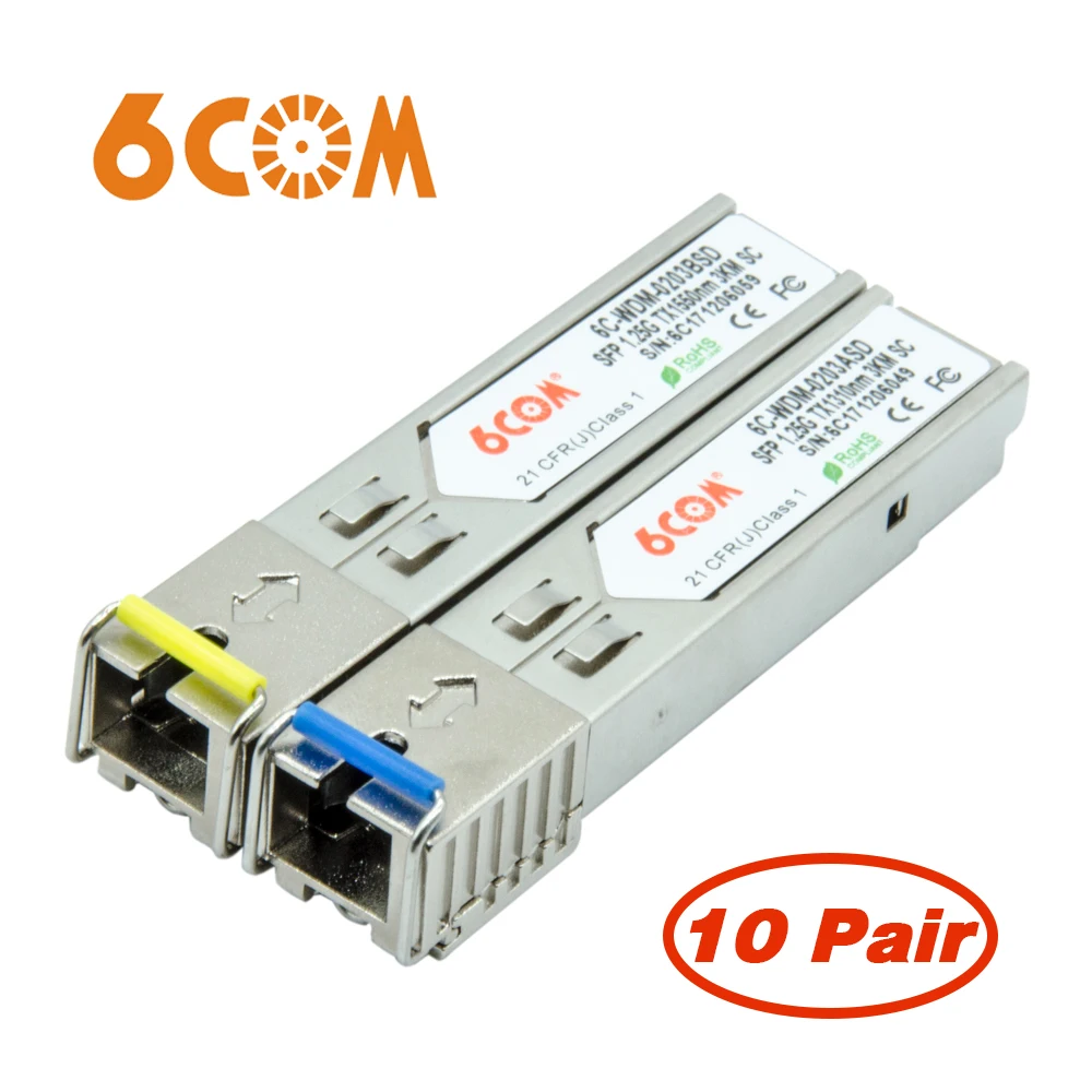 1,25G одно волокно LC/SC 1G 1000 база BiDi 1310nm/1550nm 3 км WDM SFP модуль(10 пар
