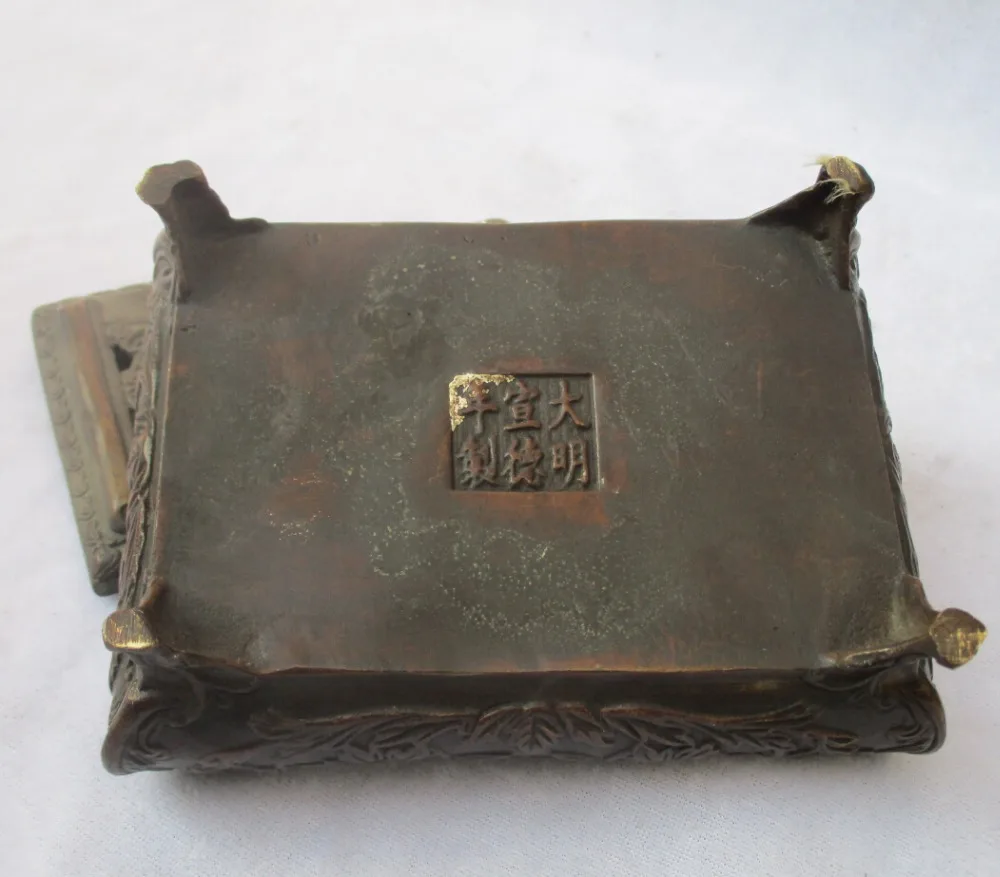 Ymying коллекционные тибетские старинные медные РЕЗНЫЕ коробки для ювелирных