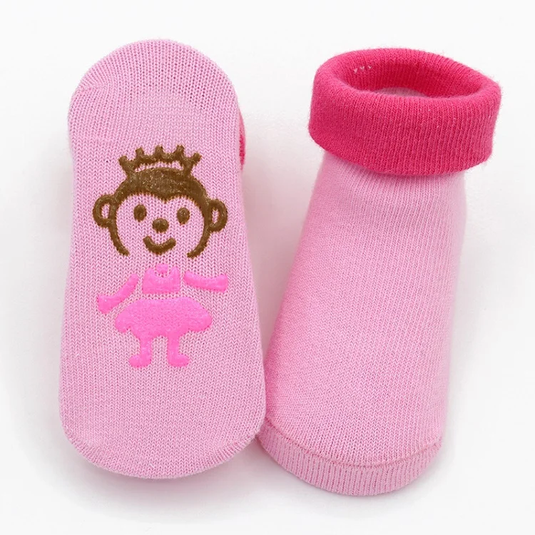 Pink princess Aikway/Детские носки с милыми животными для мальчиков и девочек; Детские носки с героями мультфильмов; мягкие хлопковые нескользящие носки-тапочки для новорожденных; Аксессуары для младенцев - Цвет: Pink princess