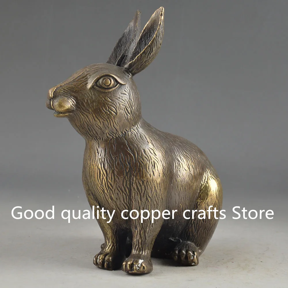

Hammered China Brass Lifelike Collectable archaize Handwork Rabbit Statue