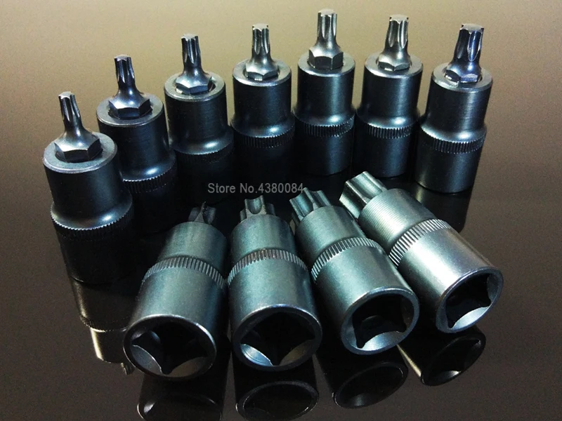 11Sizes TORX Screwdriver Bits 1/2" Socket Adapter Motor/Car 6 Point Spline Screw Driver Bits 55mm Power Hand Tools T20-T70(mm