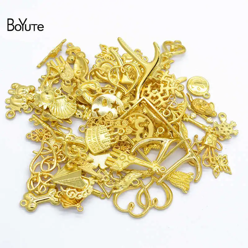 BoYuTe(50 г/лот) микс стилей металлические подвески из сплавов Diy ручной работы Винтажные Ювелирные изделия Аксессуары - Окраска металла: Золотой цвет