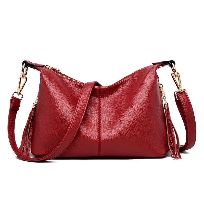 Fashion Tassel Crossbody Bags For Women Messenger Bag Designer Handbags High Quality Female Leather Shoulder Bag Sac A Main - Цвет: Red