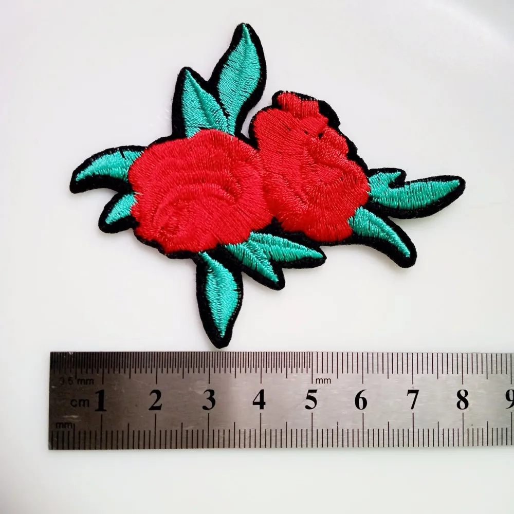 20 шт маленькие красные зеленые цветочные нашивки вышитые утюжок на/пришить