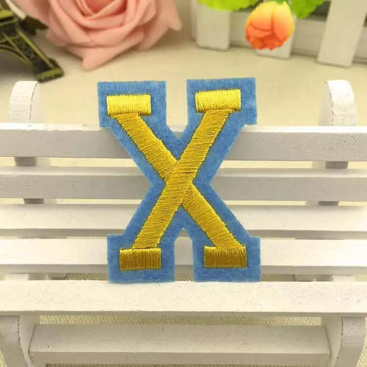 X 1 шт., вышивка с английским алфавитом, одежда с золотыми буквами, одежда с вышивкой, одежда для рукоделия, наклейка на одежду, нашивка для шитья - Цвет: X