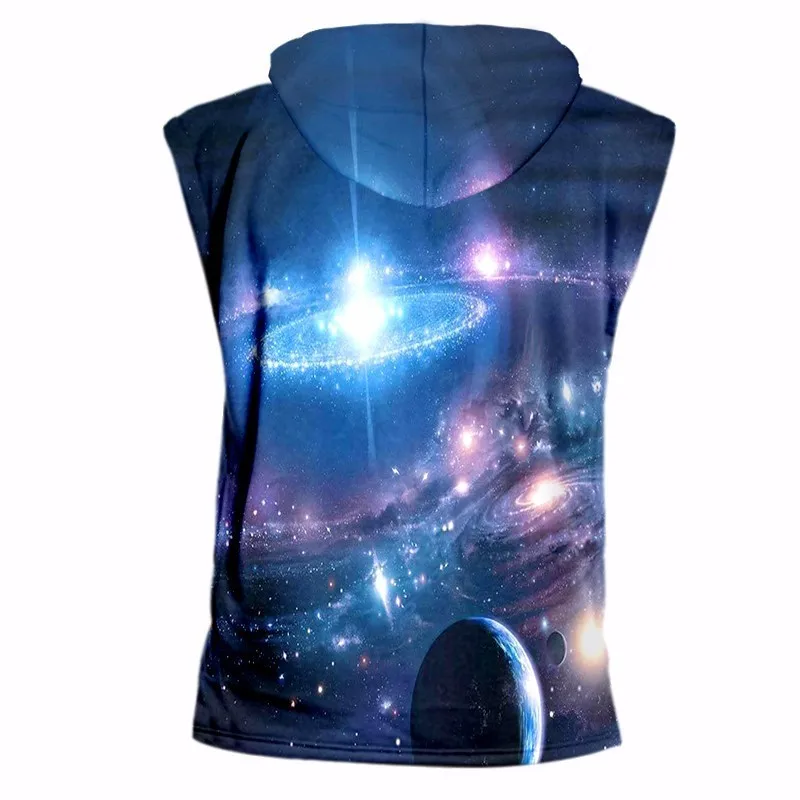 OGKB новые Харадзюку летние майки с капюшоном для мужчин/женщин Принт Галактика