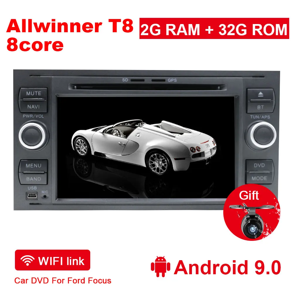 2G 32G T8 Eunavi ips 2din Android 9,0 автомобильный DVD для Ford Mondeo S-max Focus C-MAX Galaxy Fiesta transit Fusion радио плеер 1024*600 gps usb - Цвет: 2G 32G T8