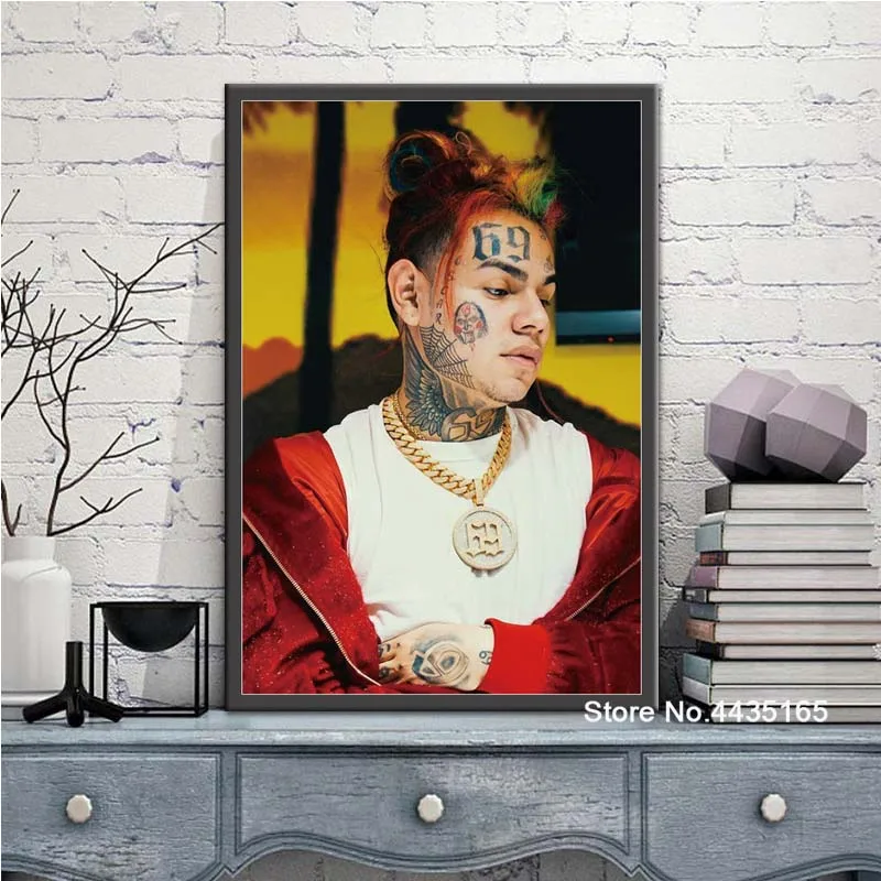 Фиолетовый Tekashi 6ix9ine певица плакат Ники Минаж плакаты и принты стены книги по искусству украшения холст картины для гостиная домашний декор - Цвет: Фиолетовый