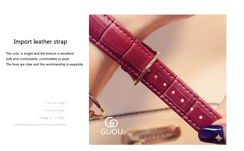 Relogio Feminino GUOU Брендовые женские часы Топ Роскошные часы с бриллиантами модные современные кожаные женские часы relogio Reloj Mujer