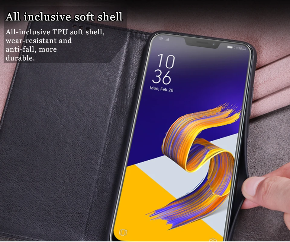 Роскошный кожаный чехол-книжка RYKKZ для ASUS ZenFone 5Z, чехол-подставка для мобильного телефона ASUS ZenFone 5 5Z ZS620KL, кожаный чехол для телефона
