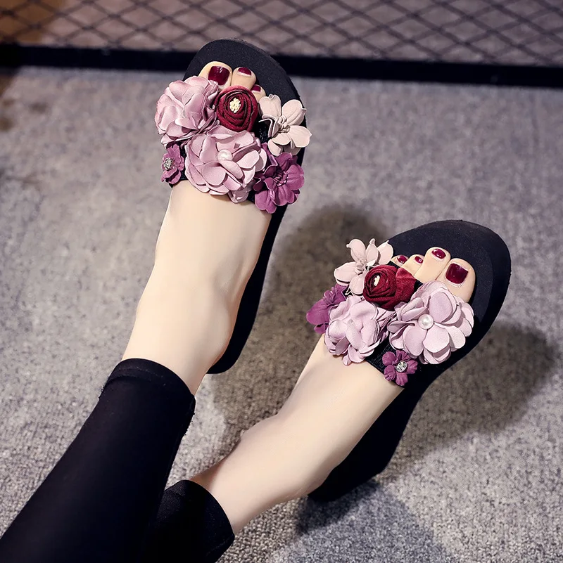 Chanclas/летние пляжные шлепанцы; женская обувь; модные сандалии-вьетнамки на платформе и высоком каблуке; zapatos mujer; женская повседневная обувь на танкетке; Terlik