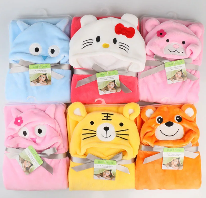 Просто милое хлопковое детское банное полотенце с капюшоном и изображением