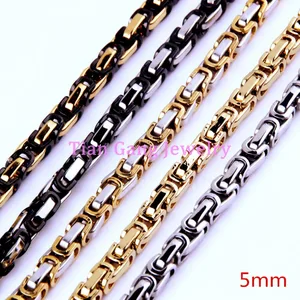 7-40" 5mm Charming Cool Men's 316L Stainless Steel Byzantine Lin Chain Necklace or Bracelet Choose