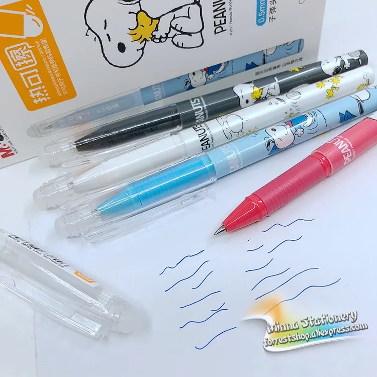 4 шт./лот) M& G Snoopy Волшебная стираемая гелевая ручка 0,5 мм стержень с синими чернилами Kawaii корейские канцелярские принадлежности для детей, студенческие подарки M61118