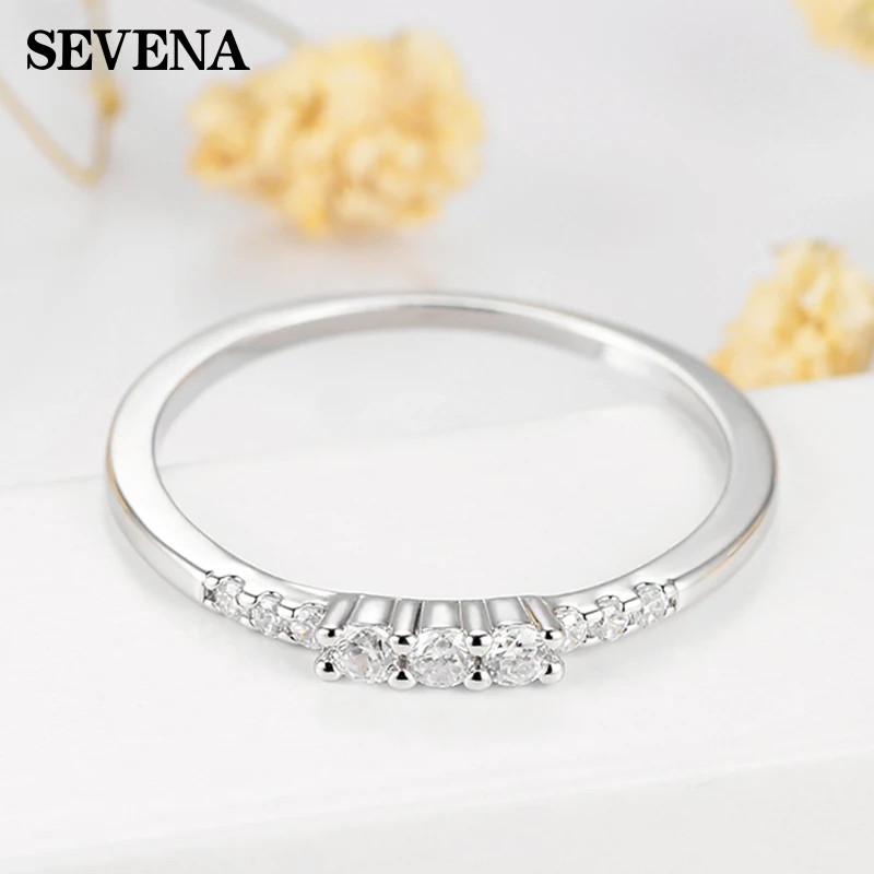 Серебряные Кольца инкрустация кубическим цирконием маленькие камни модное