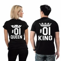skuggnas new king queen 01 letter print short sleeve t shirt valentine women grey black top tee couple shirt femme loves t shirt