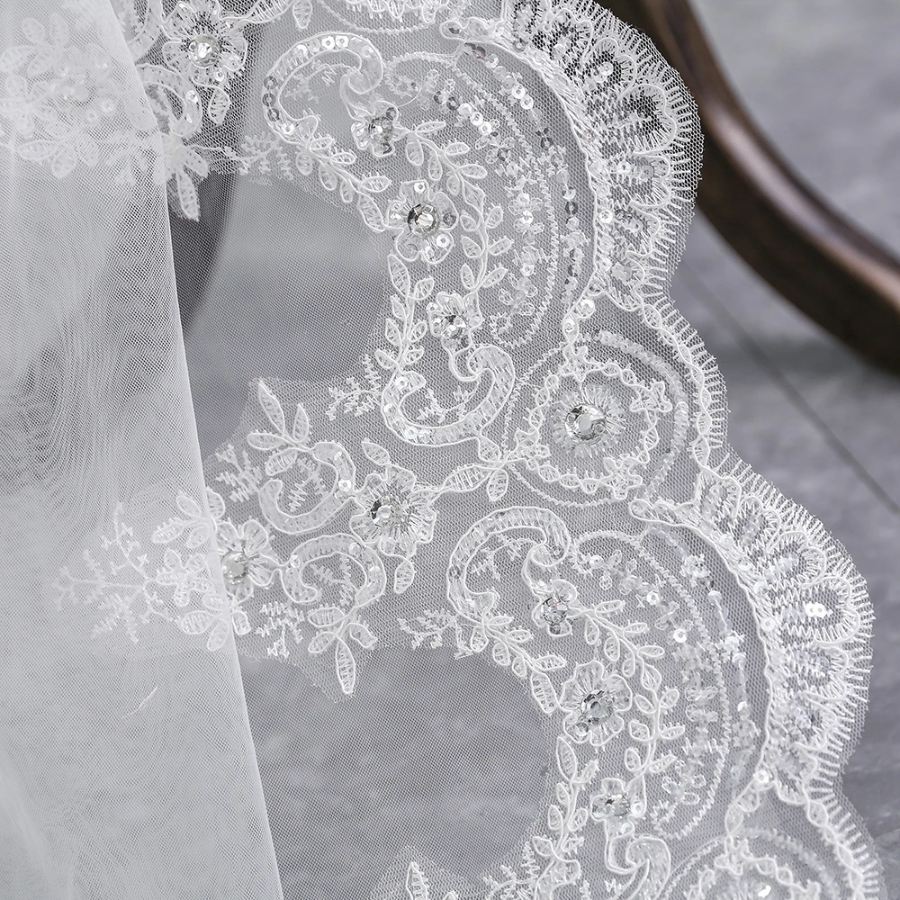 MisShow 2018 Красивая Белая слоновая кость один слой 3м Длинная свадебная вуаль