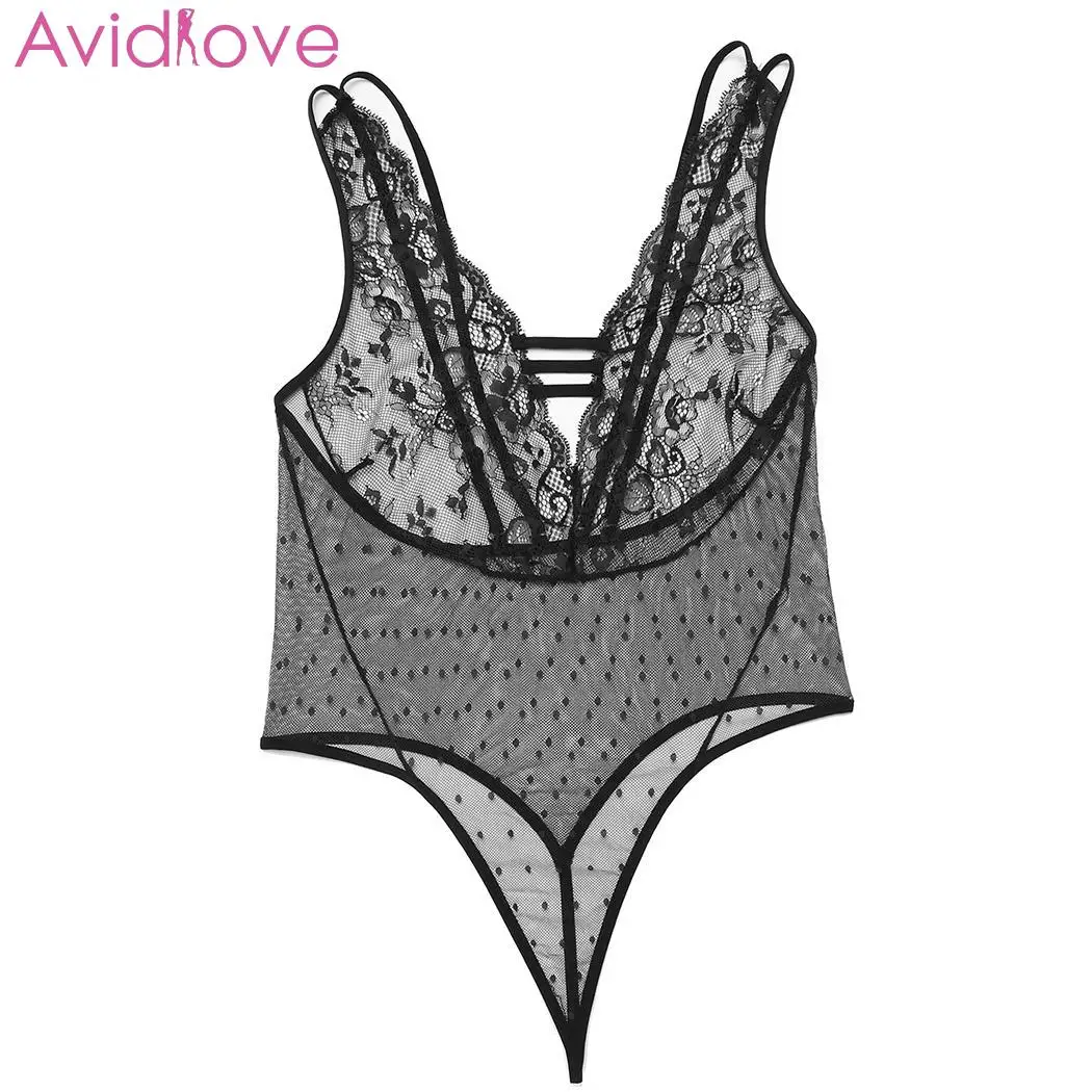B Avidlove, сексуальный комплект нижнего белья, женские сексуальные костюмы размера плюс, кружевное просвечивающее нижнее белье, женское сексуальное боди - Цвет: B